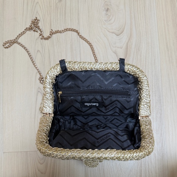 Olga Berg Woven Raffia Chain-Shoulder Evening Bag - Picture 3 of 3